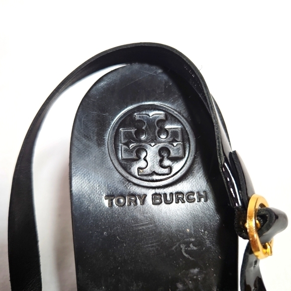 Tory Burch Black Leather Sandals Sz 8 - Picture 2 of 7